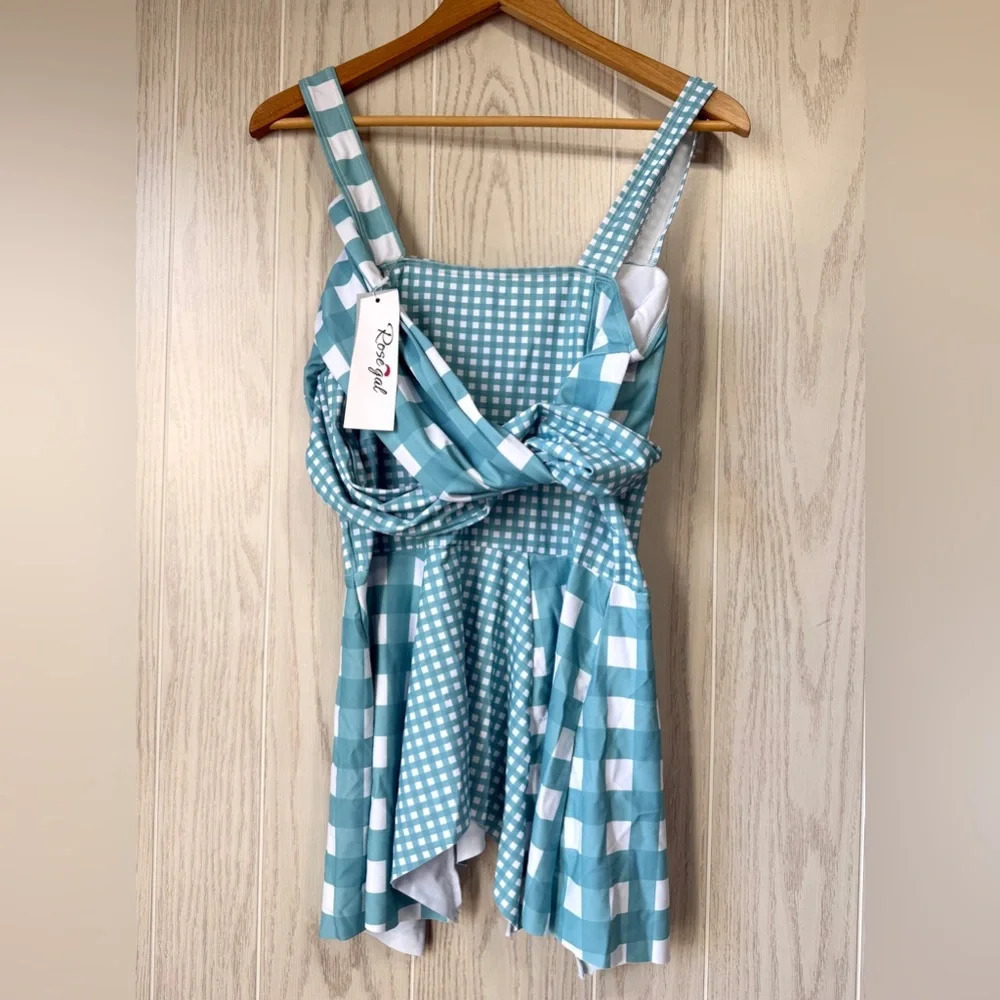 Rosegal Gingham & Houndstooth Swimsuit Size L (14) NWT - Picture 6 of 7